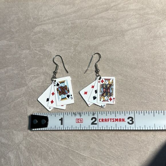 Poker Playing Cards Dangle Earrings | Fun & Unique Statement Jewelry - Picture 9 of 17